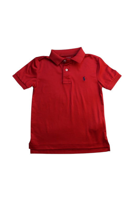 A Red Short Sleeve Polos from Polo Ralph Lauren in size 4T for boy. (Front View)