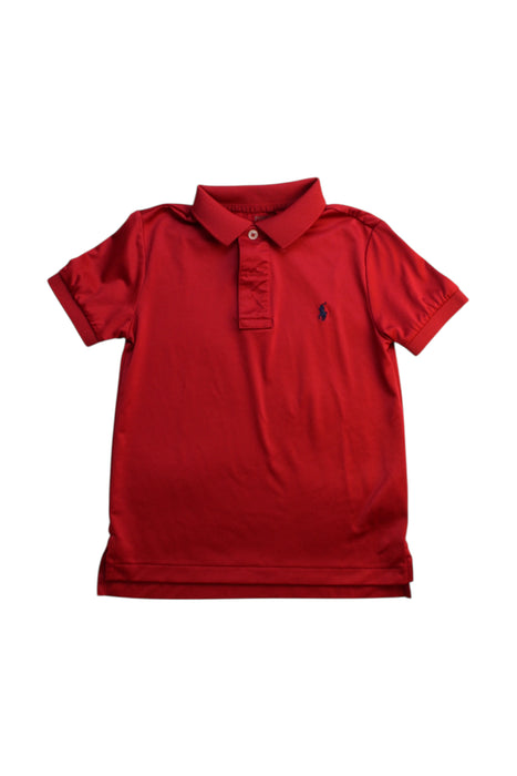 A Red Short Sleeve Polos from Polo Ralph Lauren in size 4T for boy. (Front View)