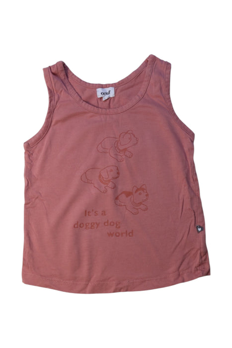 A Peach Sleeveless Tops from Oeuf in size 2T for girl. (Front View)