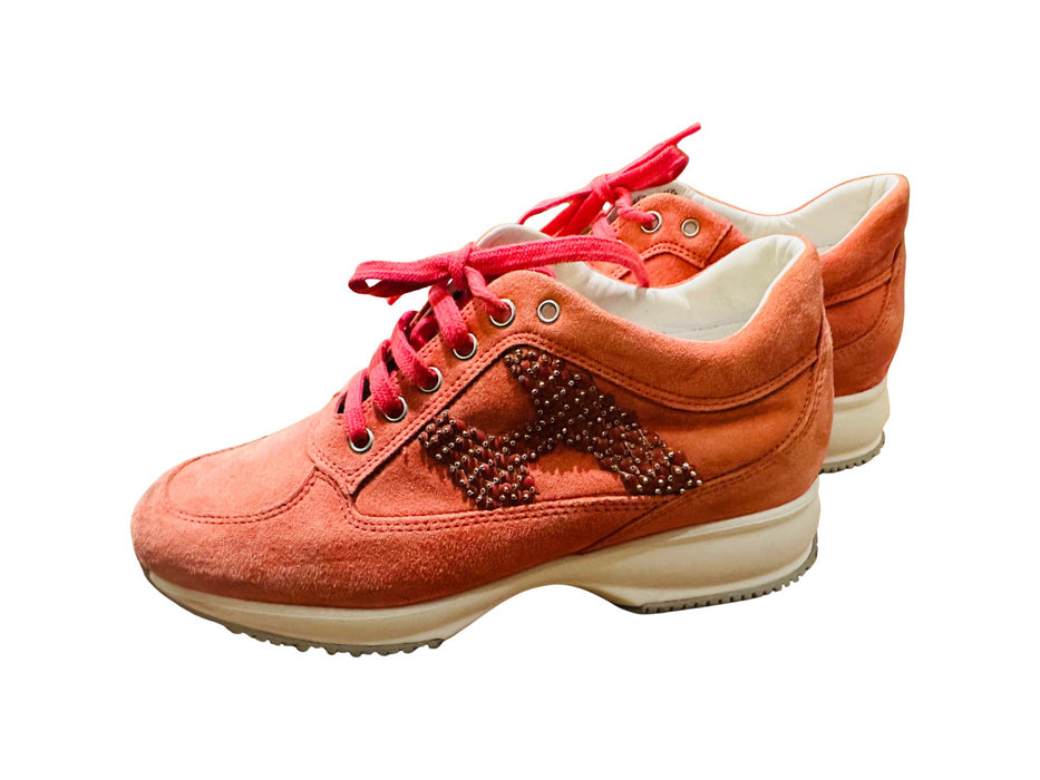 A Pink Sneakers from Hogan in size 12Y for girl. (Front View)