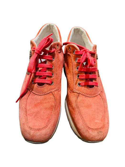 A Pink Sneakers from Hogan in size 12Y for girl. (Back View)