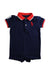 A Navy Short Sleeve Rompers from Ralph Lauren in size 0-3M for boy. (Front View)