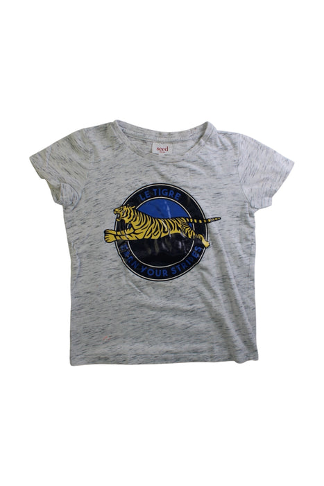A Grey Short Sleeve T Shirts from Seed in size 5T for boy. (Front View)