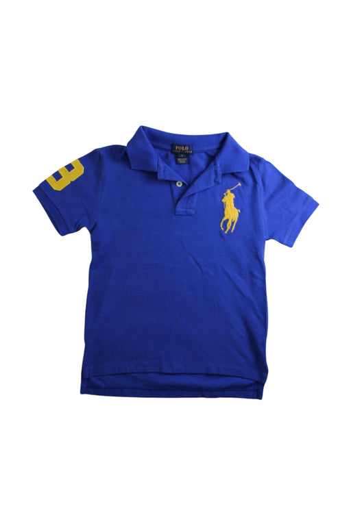 A Blue Short Sleeve Polos from Polo Ralph Lauren in size 5T for boy. (Front View)