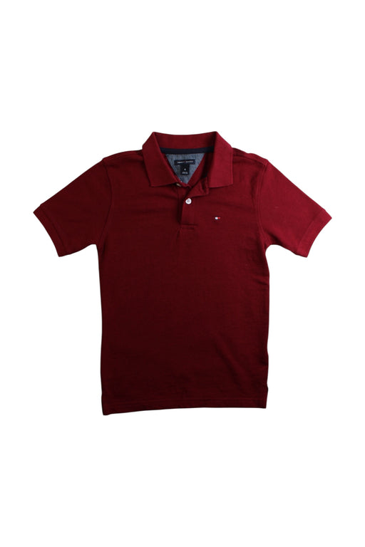 A Burgundy Short Sleeve Polos from Tommy Hilfiger in size 6T for boy. (Front View)