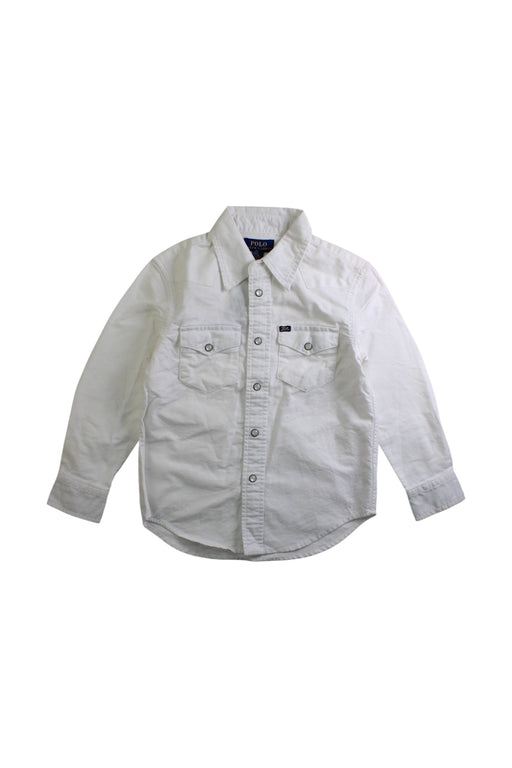 A White Long Sleeve Shirts from Polo Ralph Lauren in size 4T for boy. (Front View)
