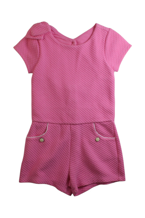 A Pink Short Sleeve Rompers from Janie & Jack in size 6T for girl. (Front View)