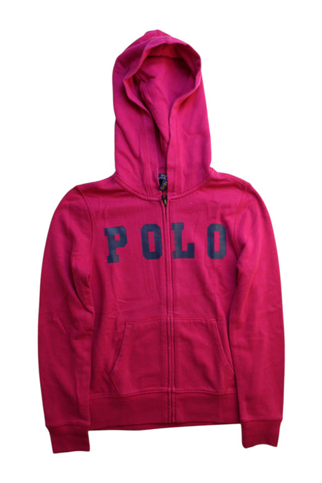 A Pink Hooded Sweatshirts from Polo Ralph Lauren in size 10Y for girl. (Front View)