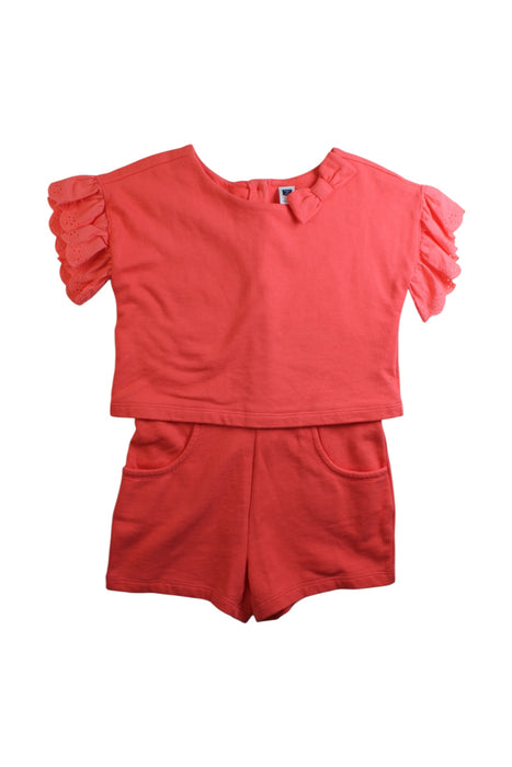 A Pink Short Sleeve Rompers from Janie & Jack in size 6T for girl. (Front View)