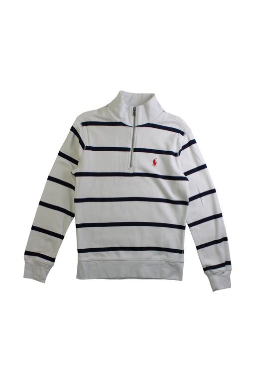 A White Zippered Sweatshirts from Polo Ralph Lauren in size 8Y for boy. (Front View)