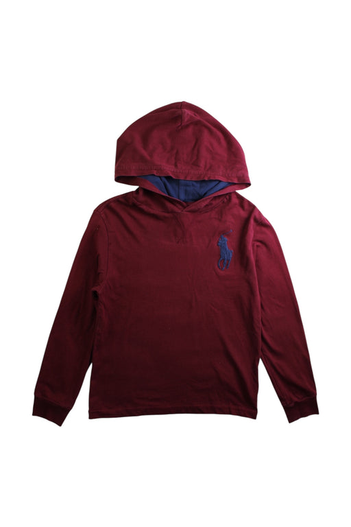 A Burgundy Hooded Sweatshirts from Polo Ralph Lauren in size 7Y for boy. (Front View)