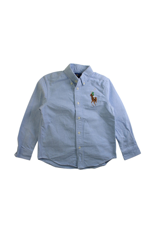 A Blue Long Sleeve Shirts from Polo Ralph Lauren in size 5T for boy. (Front View)