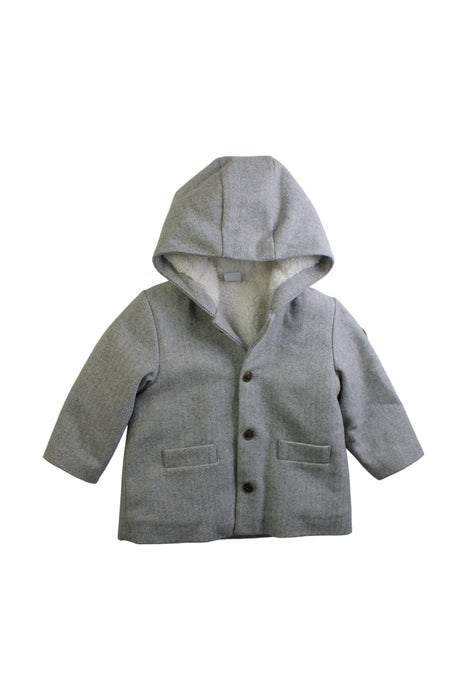A Grey Coats from Petit Bateau in size 12-18M for girl. (Front View)