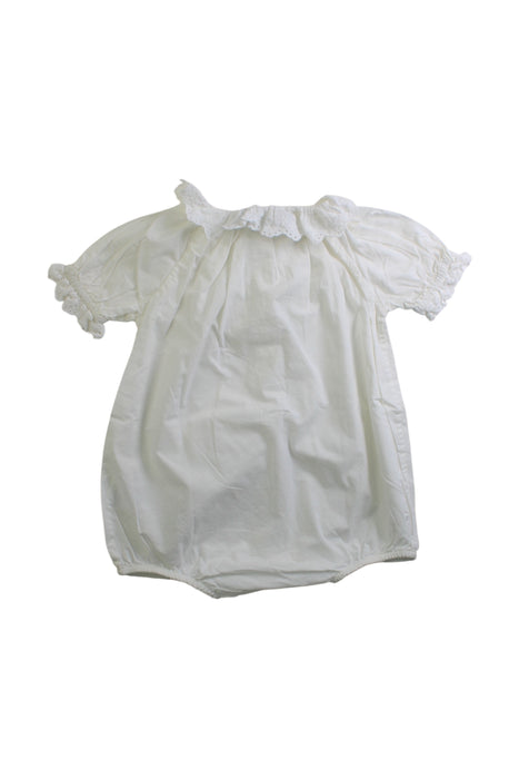 A White Short Sleeve Rompers from Bonton in size 6-12M for girl. (Back View)