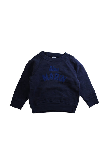 A Navy Crewneck Sweatshirts from Petit Bateau in size 3T for boy. (Front View)