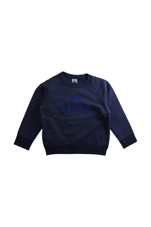 A Navy Crewneck Sweatshirts from Petit Bateau in size 5T for boy. (Front View)