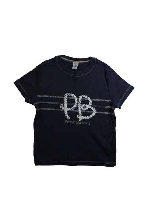 A Navy Short Sleeve T Shirts from Petit Bateau in size 6T for boy. (Front View)