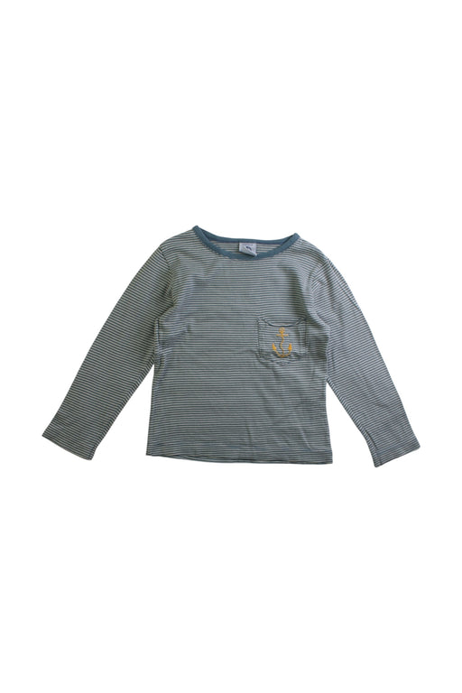 A Grey Long Sleeve T Shirts from Petit Bateau in size 4T for boy. (Front View)