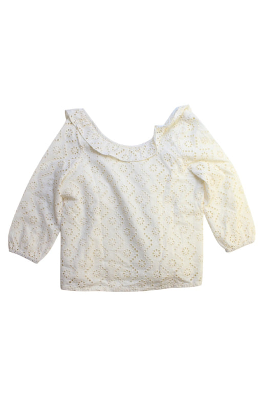 A White Long Sleeve Tops from Excuse My French in size 8Y for girl. (Front View)