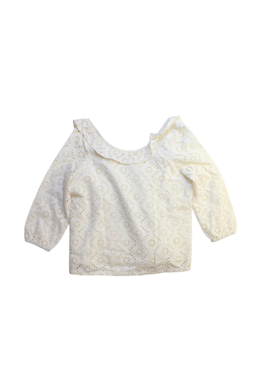 A White Long Sleeve Tops from Excuse My French in size 8Y for girl. (Front View)