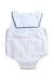 A White Sleeveless Rompers from Gocco in size 6-12M for neutral. (Back View)