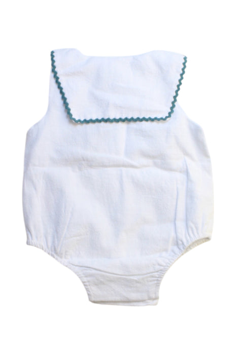 A White Sleeveless Rompers from Gocco in size 6-12M for neutral. (Back View)