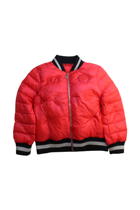 A Red Puffer/Quilted Jackets from Moncler in size 8Y for boy. (Front View)