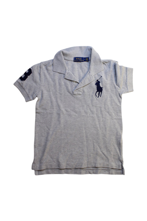 A Grey Short Sleeve Polos from Polo Ralph Lauren in size 5T for boy. (Front View)