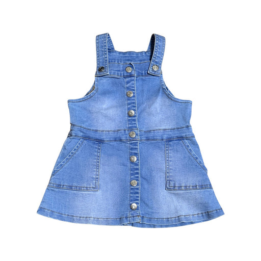 A Blue Overall Dresses from Seed in size 2T for girl. (Front View)