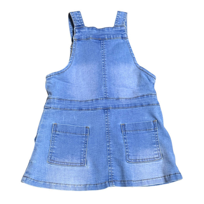 A Blue Overall Dresses from Seed in size 2T for girl. (Back View)