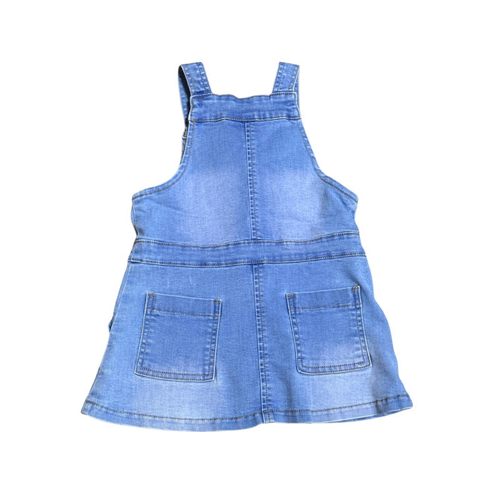 A Blue Overall Dresses from Seed in size 2T for girl. (Back View)