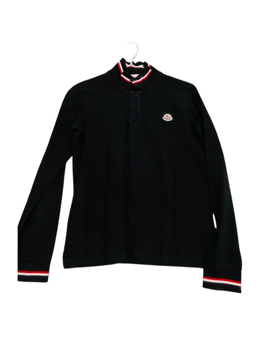 A Black Long Sleeve Polos from Moncler in size 14Y for boy. (Front View)