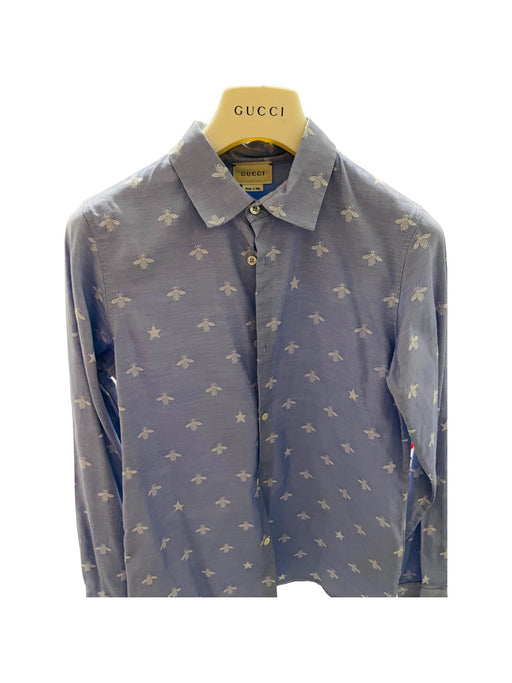 A Blue Long Sleeve Shirts from Gucci in size 12Y for boy. (Front View)