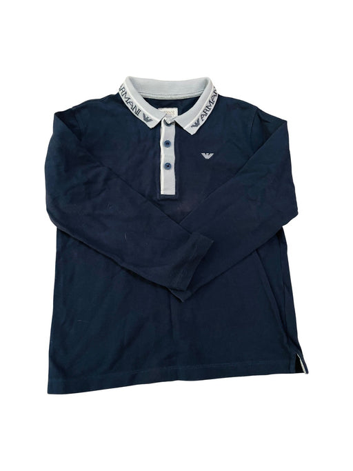A Blue Long Sleeve Polos from Armani in size 6T for boy. (Front View)
