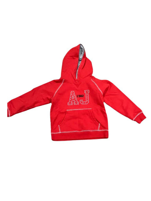 A Red Hooded Sweatshirts from Armani in size 5T for boy. (Front View)