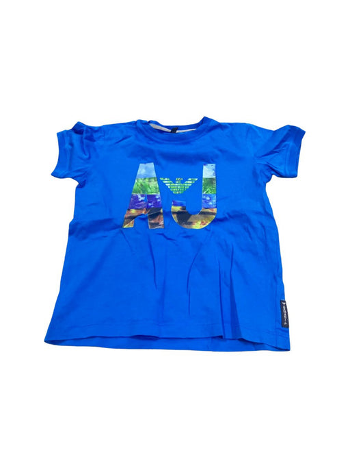 A Blue Short Sleeve T Shirts from Armani in size 6T for boy. (Front View)