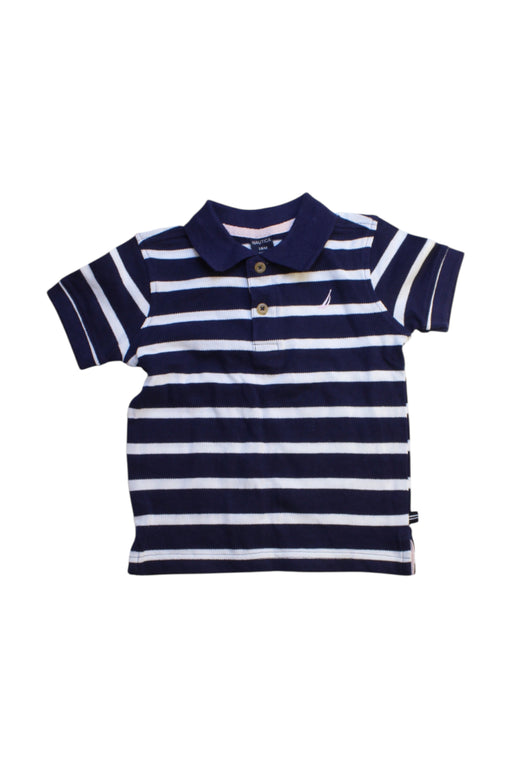 A Navy Short Sleeve Polos from Nautica in size 12-18M for boy. (Front View)