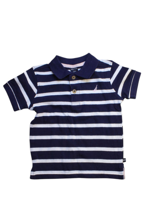 A Navy Short Sleeve Polos from Nautica in size 12-18M for boy. (Front View)