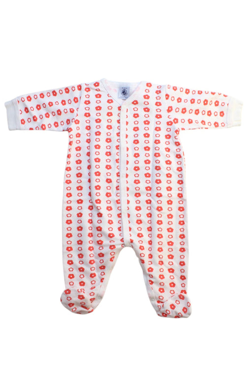 A White Onesies from Petit Bateau in size 0-3M for girl. (Front View)