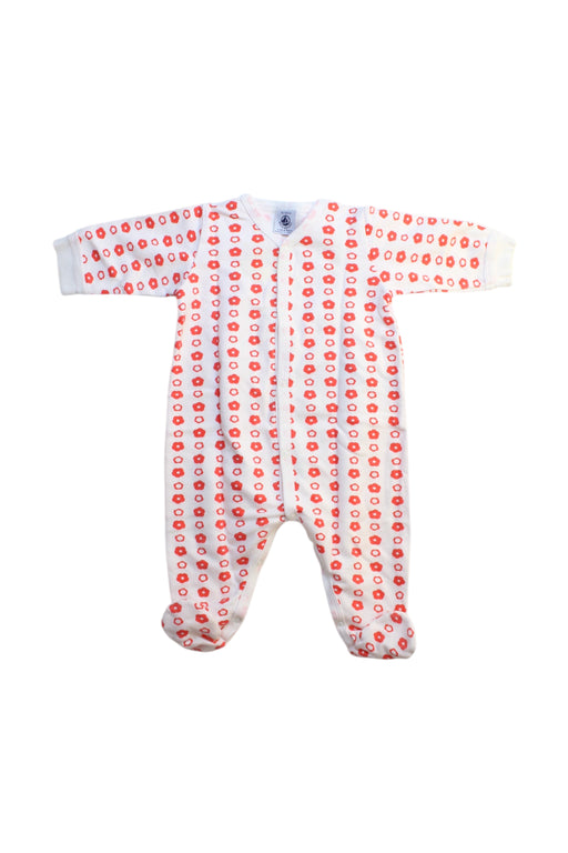 A White Onesies from Petit Bateau in size 0-3M for girl. (Front View)