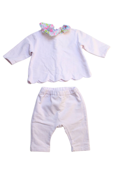 A White Pants Sets from Jacadi in size 0-3M for girl. (Front View)
