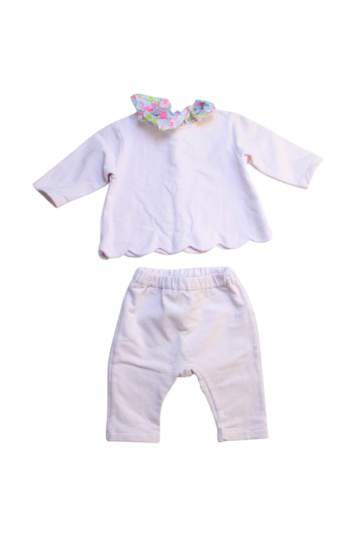 A White Pants Sets from Jacadi in size 0-3M for girl. (Front View)