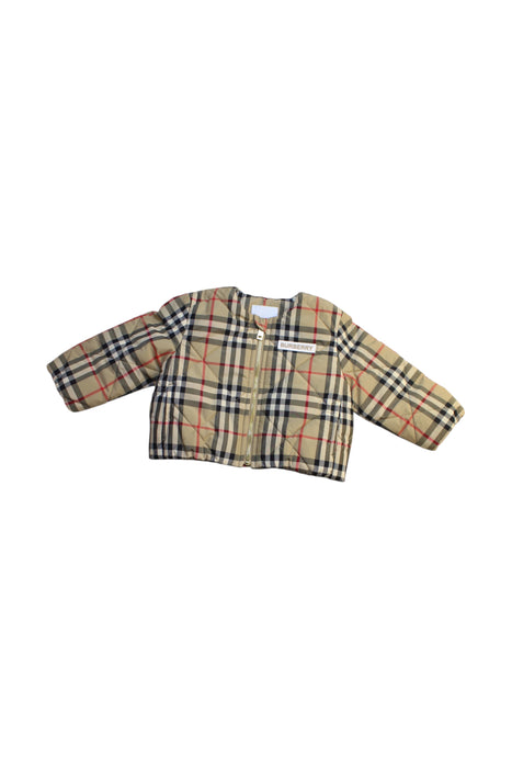 A Beige Puffer/Quilted Jackets from Burberry in size 3-6M for neutral. (Front View)