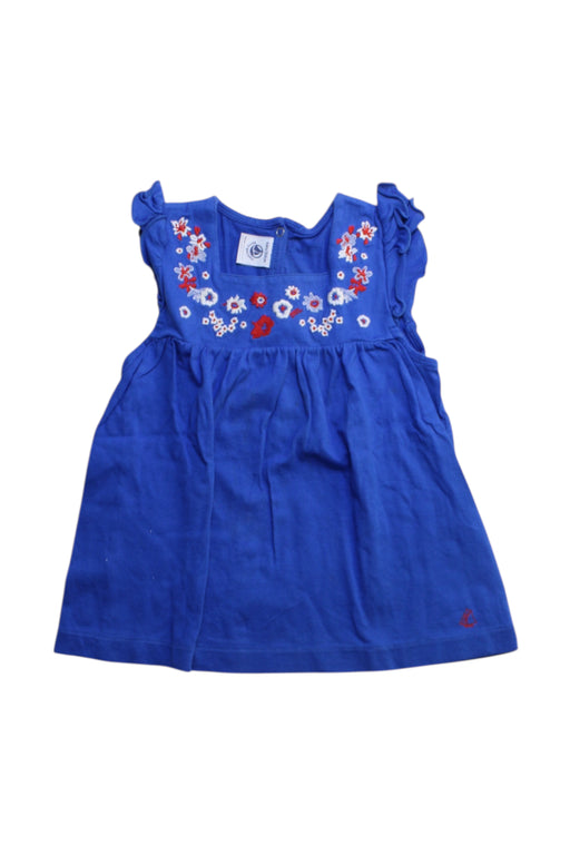 A Blue Sleeveless Dresses from Petit Bateau in size 4T for girl. (Front View)