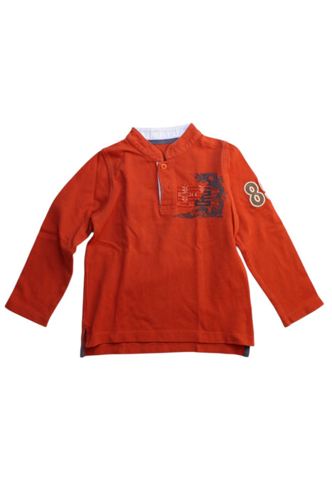 A Orange Long Sleeve Polos from Shanghai Tang in size 2T for boy. (Front View)