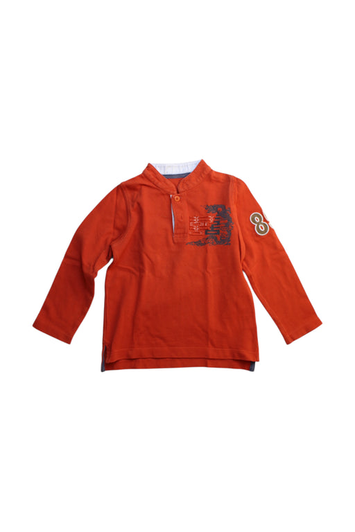 A Orange Long Sleeve Polos from Shanghai Tang in size 2T for boy. (Front View)