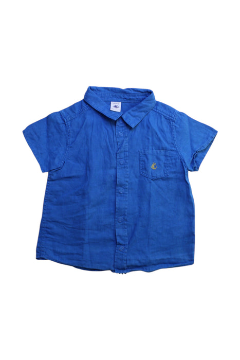 A Blue Short Sleeve Shirts from Petit Bateau in size 3T for boy. (Front View)