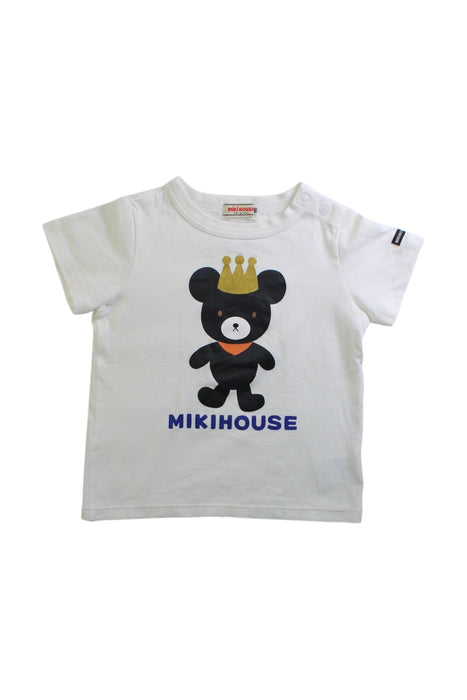 A White Short Sleeve T Shirts from Miki House in size 18-24M for boy. (Front View)