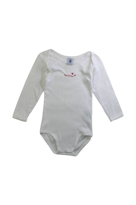A White Long Sleeve Bodysuits from Petit Bateau in size 2T for girl. (Front View)