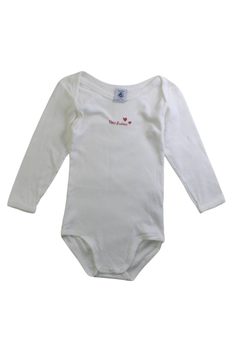 A White Long Sleeve Bodysuits from Petit Bateau in size 2T for girl. (Front View)
